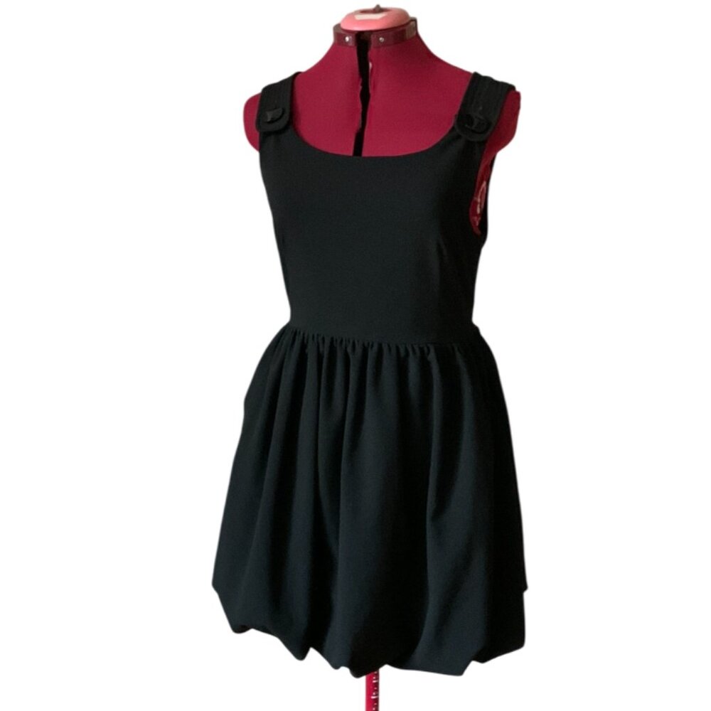 LUNA - Little black dress - Bubble skirt  buttons details on strap - Medium